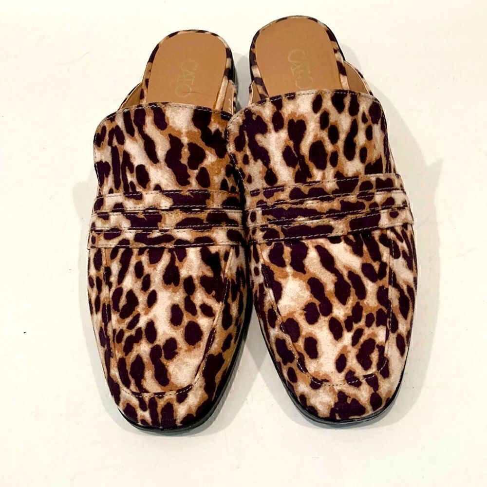 Cato leopard print slip on mules size 7